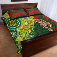 Custom Bangladesh And Australia Cricket Quilt Bed Set Kangaroo Tiger Together - Wonder Print Shop