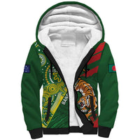 Custom Bangladesh And Australia Cricket Sherpa Hoodie Kangaroo Tiger Together - Wonder Print Shop