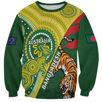 Custom Bangladesh And Australia Cricket Sweatshirt Kangaroo Tiger Together - Wonder Print Shop