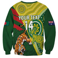 Custom Bangladesh And Australia Cricket Sweatshirt Kangaroo Tiger Together - Wonder Print Shop