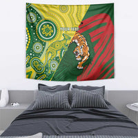 Custom Bangladesh And Australia Cricket Tapestry Kangaroo Tiger Together - Wonder Print Shop