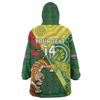 Custom Bangladesh And Australia Cricket Wearable Blanket Hoodie Kangaroo Tiger Together - Wonder Print Shop
