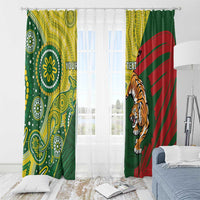 Custom Bangladesh And Australia Cricket Window Curtain Kangaroo Tiger Together - Wonder Print Shop