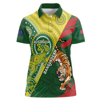 Custom Bangladesh And Australia Cricket Women Polo Shirt Kangaroo Tiger Together - Wonder Print Shop