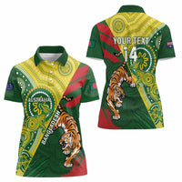 Custom Bangladesh And Australia Cricket Women Polo Shirt Kangaroo Tiger Together - Wonder Print Shop