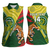 Custom Bangladesh And Australia Cricket Women Sleeveless Polo Shirt Kangaroo Tiger Together - Wonder Print Shop