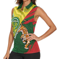Custom Bangladesh And Australia Cricket Women Sleeveless Polo Shirt Kangaroo Tiger Together - Wonder Print Shop