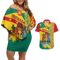 Grenada Couples Matching Off Shoulder Short Dress and Hawaiian Shirt Gwenad Nutmeg Island of Spice - Wonder Print Shop