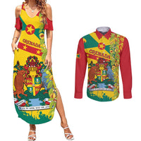 Grenada Couples Matching Summer Maxi Dress and Long Sleeve Button Shirt Gwenad Nutmeg Island of Spice - Wonder Print Shop