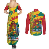 Grenada Couples Matching Summer Maxi Dress and Long Sleeve Button Shirt Gwenad Nutmeg Island of Spice - Wonder Print Shop
