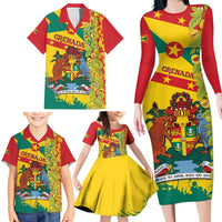 Grenada Family Matching Long Sleeve Bodycon Dress and Hawaiian Shirt Gwenad Nutmeg Island of Spice - Wonder Print Shop