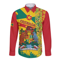 Grenada Long Sleeve Button Shirt Gwenad Nutmeg Island of Spice - Wonder Print Shop