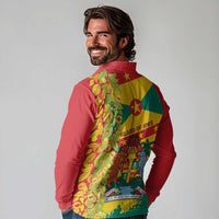 Grenada Long Sleeve Polo Shirt Gwenad Nutmeg Island of Spice - Wonder Print Shop