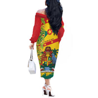 Grenada Off The Shoulder Long Sleeve Dress Gwenad Nutmeg Island of Spice - Wonder Print Shop