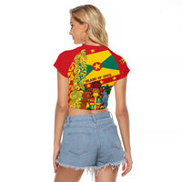 Grenada Raglan Cropped T Shirt Gwenad Nutmeg Island of Spice - Wonder Print Shop
