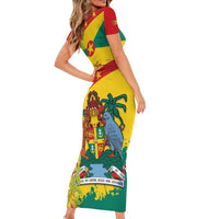 Grenada Short Sleeve Bodycon Dress Gwenad Nutmeg Island of Spice - Wonder Print Shop