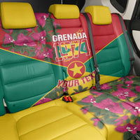 Grenada 1974 Back Car Seat Cover Gwenad Map With Bougainvillea - Flag Color - Wonder Print Shop