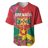 Grenada 1974 Baseball Jersey Gwenad Map With Bougainvillea - Flag Color - Wonder Print Shop