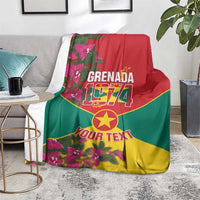 Grenada 1974 Blanket Gwenad Map With Bougainvillea - Flag Color