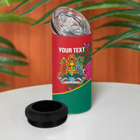 Grenada 1974 4 in 1 Can Cooler Tumbler Gwenad Map With Bougainvillea - Flag Color - Wonder Print Shop