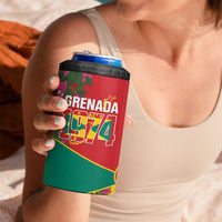 Grenada 1974 4 in 1 Can Cooler Tumbler Gwenad Map With Bougainvillea - Flag Color - Wonder Print Shop
