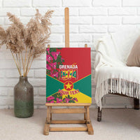 Grenada 1974 Canvas Wall Art Gwenad Map With Bougainvillea - Flag Color - Wonder Print Shop