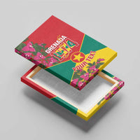 Grenada 1974 Canvas Wall Art Gwenad Map With Bougainvillea - Flag Color - Wonder Print Shop