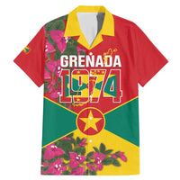 Grenada 1974 Family Matching Mermaid Dress and Hawaiian Shirt Gwenad Map With Bougainvillea - Flag Color - Wonder Print Shop