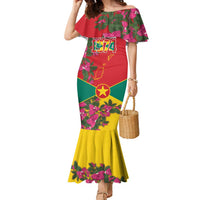 Grenada 1974 Family Matching Mermaid Dress and Hawaiian Shirt Gwenad Map With Bougainvillea - Flag Color - Wonder Print Shop