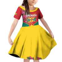 Grenada 1974 Family Matching Off Shoulder Short Dress and Hawaiian Shirt Gwenad Map With Bougainvillea - Flag Color - Wonder Print Shop