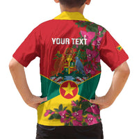 Grenada 1974 Family Matching Tank Maxi Dress and Hawaiian Shirt Gwenad Map With Bougainvillea - Flag Color - Wonder Print Shop