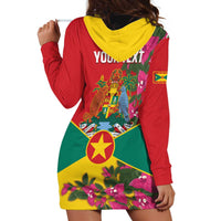 Grenada 1974 Hoodie Dress Gwenad Map With Bougainvillea - Flag Color - Wonder Print Shop