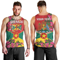 Grenada 1974 Men Tank Top Gwenad Map With Bougainvillea - Flag Color - Wonder Print Shop