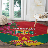Grenada 1974 Round Carpet Gwenad Map With Bougainvillea - Flag Color
