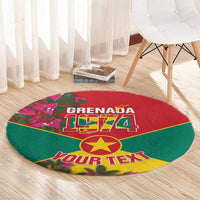 Grenada 1974 Round Carpet Gwenad Map With Bougainvillea - Flag Color