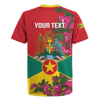 Grenada 1974 Rugby Jersey Gwenad Map With Bougainvillea - Flag Color - Wonder Print Shop