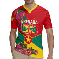 Grenada 1974 Rugby Jersey Gwenad Map With Bougainvillea - Flag Color - Wonder Print Shop