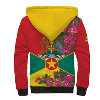 Grenada 1974 Sherpa Hoodie Gwenad Map With Bougainvillea - Flag Color - Wonder Print Shop