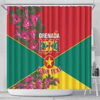 Grenada 1974 Shower Curtain Gwenad Map With Bougainvillea - Flag Color
