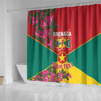 Grenada 1974 Shower Curtain Gwenad Map With Bougainvillea - Flag Color