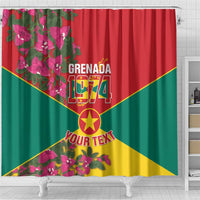 Grenada 1974 Shower Curtain Gwenad Map With Bougainvillea - Flag Color