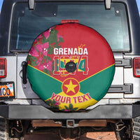 Grenada 1974 Spare Tire Cover Gwenad Map With Bougainvillea - Flag Color - Wonder Print Shop