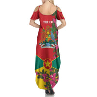 Grenada 1974 Summer Maxi Dress Gwenad Map With Bougainvillea - Flag Color - Wonder Print Shop