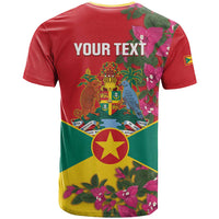 Grenada 1974 T Shirt Gwenad Map With Bougainvillea - Flag Color - Wonder Print Shop