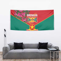 Grenada 1974 Tapestry Gwenad Map With Bougainvillea - Flag Color - Wonder Print Shop