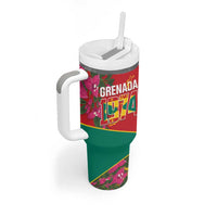 Grenada 1974 Tumbler With Handle Gwenad Map With Bougainvillea - Flag Color - Wonder Print Shop
