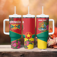 Grenada 1974 Tumbler With Handle Gwenad Map With Bougainvillea - Flag Color - Wonder Print Shop
