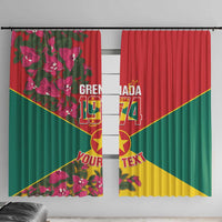 Grenada 1974 Window Curtain Gwenad Map With Bougainvillea - Flag Color - Wonder Print Shop