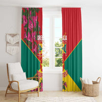 Grenada 1974 Window Curtain Gwenad Map With Bougainvillea - Flag Color - Wonder Print Shop