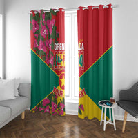 Grenada 1974 Window Curtain Gwenad Map With Bougainvillea - Flag Color - Wonder Print Shop